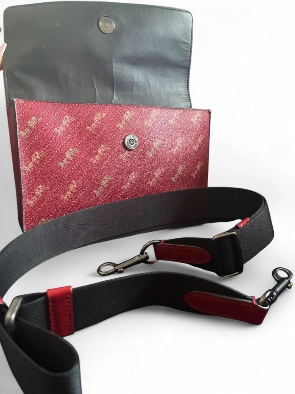 Coach Red Signature Fold-Over Bag